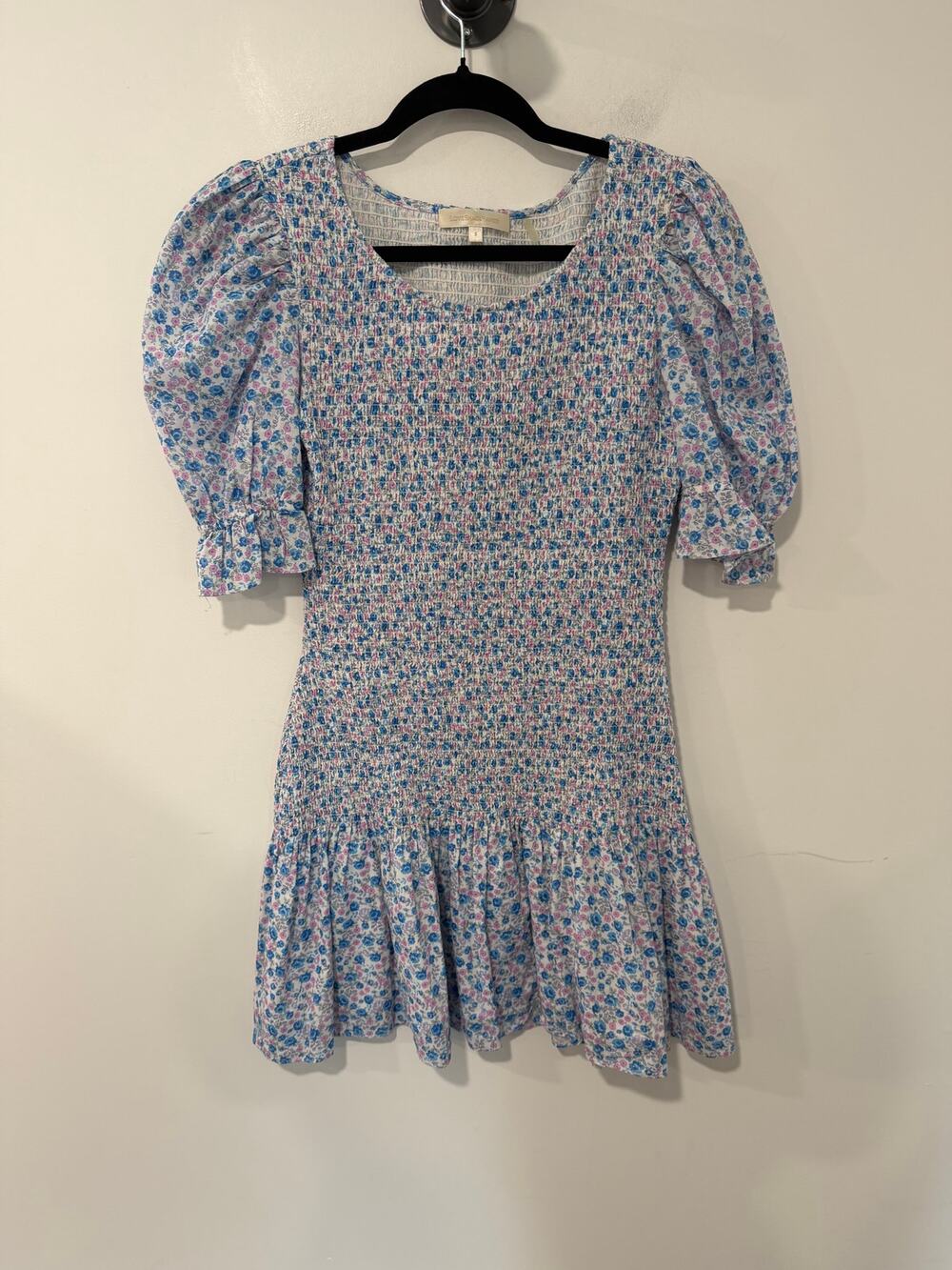 LoveShackFancy Mini Dress Floral Blue Multi Size S